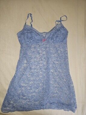 Forever 21 Powder Blue Lace Chemise with Pink Bow